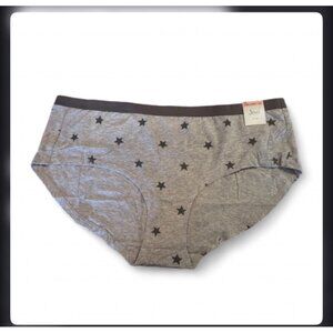 Jenni Intimates Womens 2X Gray Panty With Black Star Print Core Brief Style